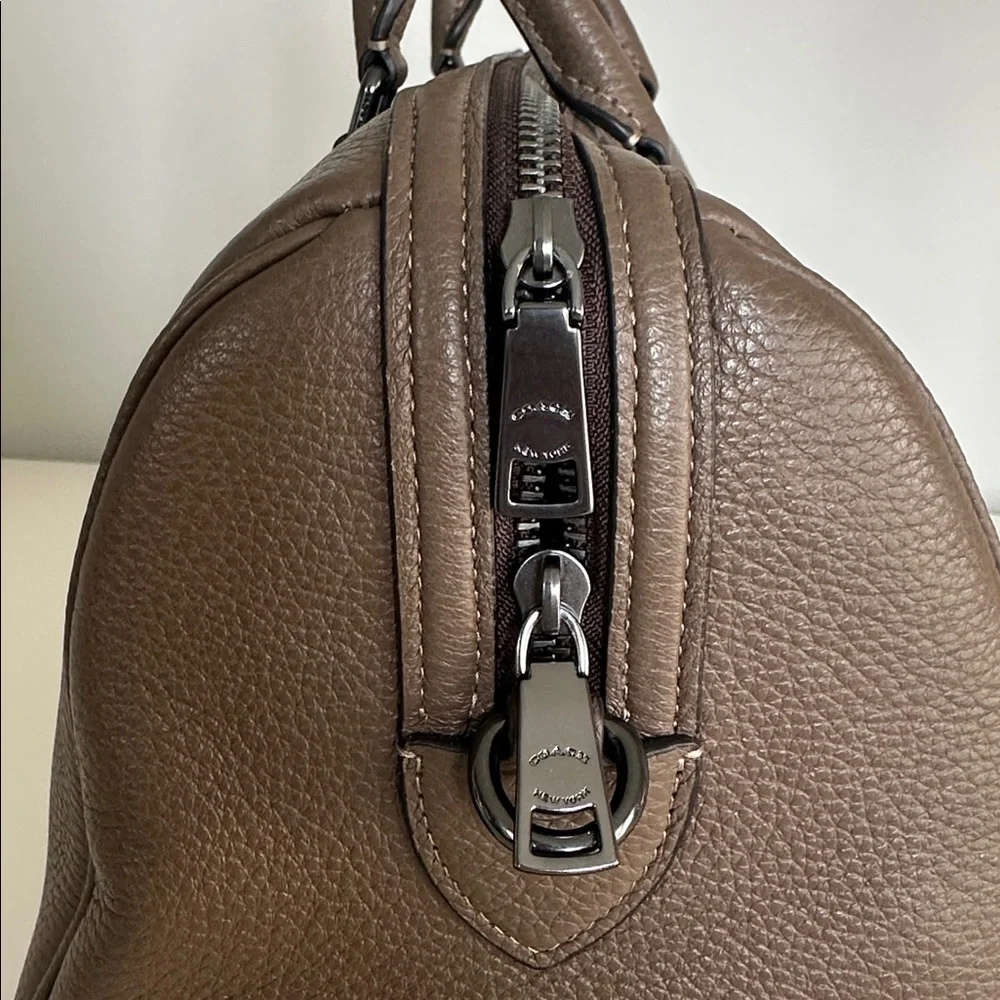 Coach Rowan Large Leather Satchel in Dark Stone CV960 - Picture 13 of 16